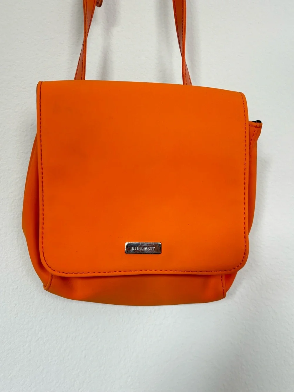 Nine West Orange Crossbody with Metal Logo Plaque